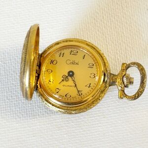 Colibri Clock Pendant Miniature Gold Tone Vintage 90s